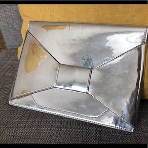 Banana Republic silver mirror envelope clutch